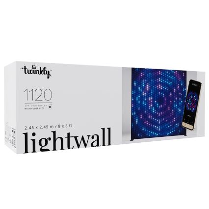 Twinkly - LED RGBW dimmbar utomhusljusvägg med musik LIGHTWALL 1120xLED 2,6x2,7 m IP44 Wi-Fi + musikdongel
