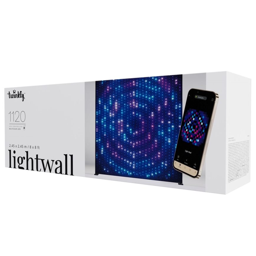 Twinkly - LED RGBW dimmbar utomhusljusvägg med musik LIGHTWALL 1120xLED 2,6x2,7 m IP44 Wi-Fi + musikdongel