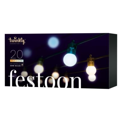 Twinkly - LED Ljusreglerad utomhus Dekorativ slinga FESTOON 20xLED 14m IP44 Wi-Fi