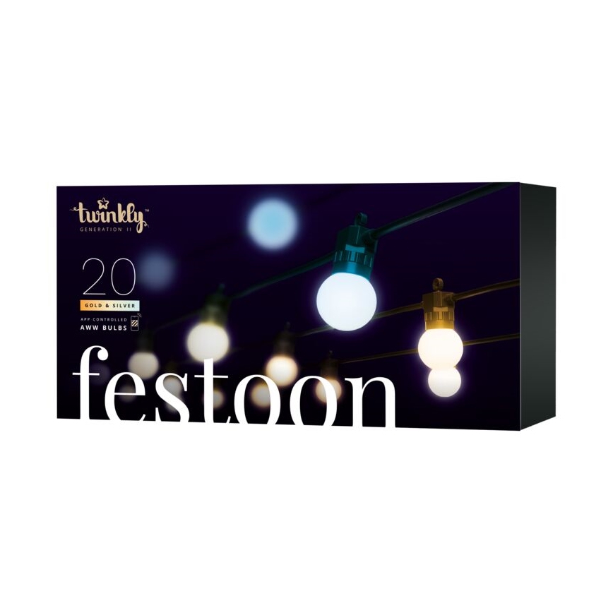 Twinkly - LED Ljusreglerad utomhus Dekorativ slinga FESTOON 20xLED 14m IP44 Wi-Fi