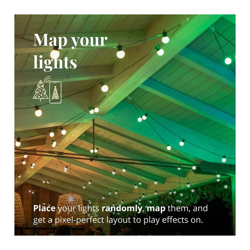 Twinkly - LED RGB Ljusreglerad utomhus Dekorativ slinga FESTOON 20xLED 14m IP44 Wi-Fi