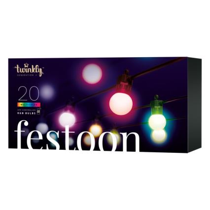 Twinkly - LED RGB Ljusreglerad utomhus Dekorativ slinga FESTOON 20xLED 14m IP44 Wi-Fi