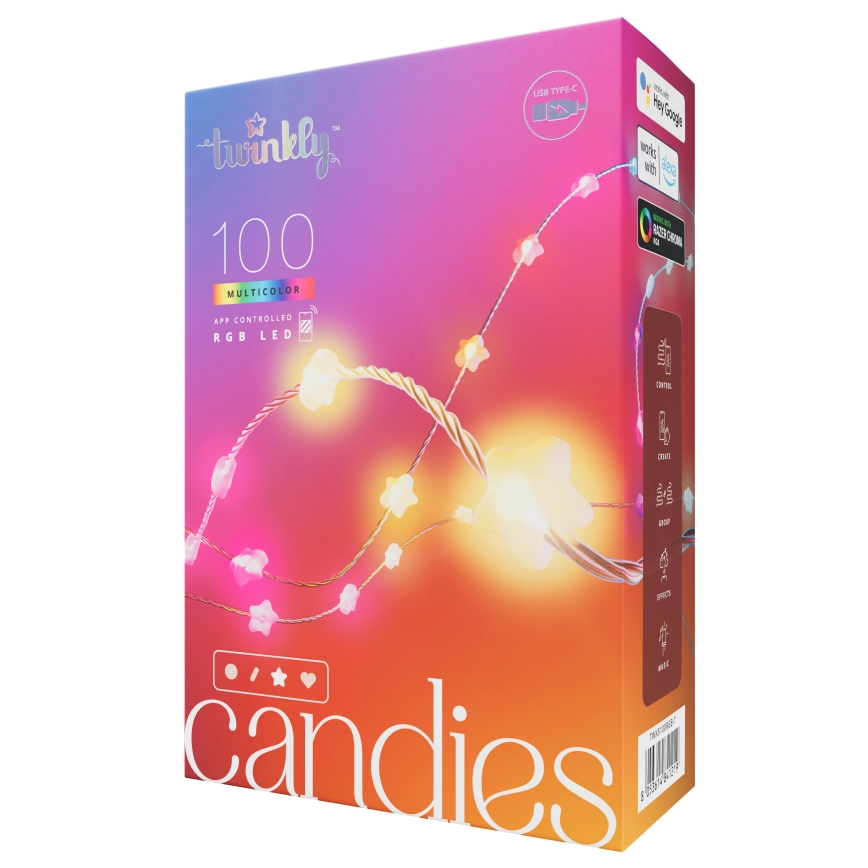 Twinkly - LED RGB dimbar ljusslinga CANDIES 100xLED 8 m USB Wi-Fi