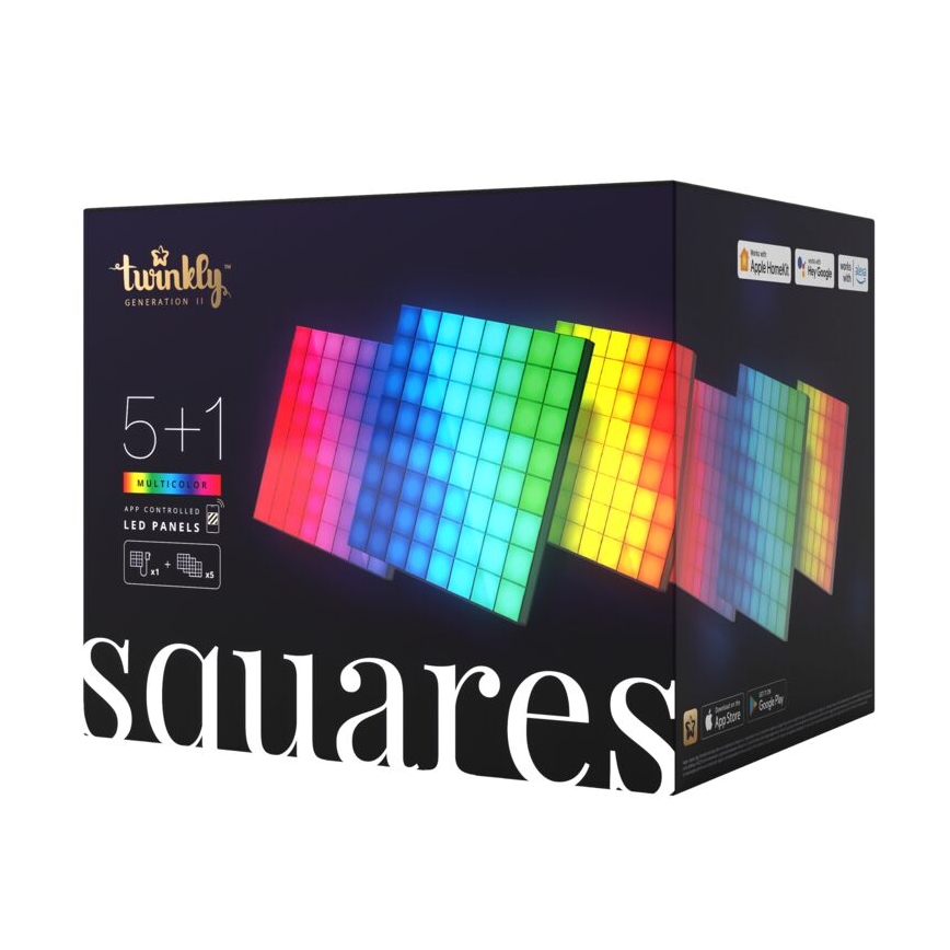 Twinkly - KIT 6xLED RGB Ljusreglerad panel SQUARES 64xLED 16x16 cm Wi-Fi