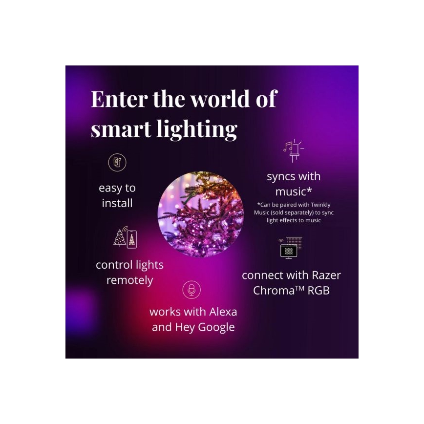 Twinkly - Dimmbar LED RGBW-julslinga för utomhusbruk STRINGS 250xLED 23,5m IP44 Wi-Fi