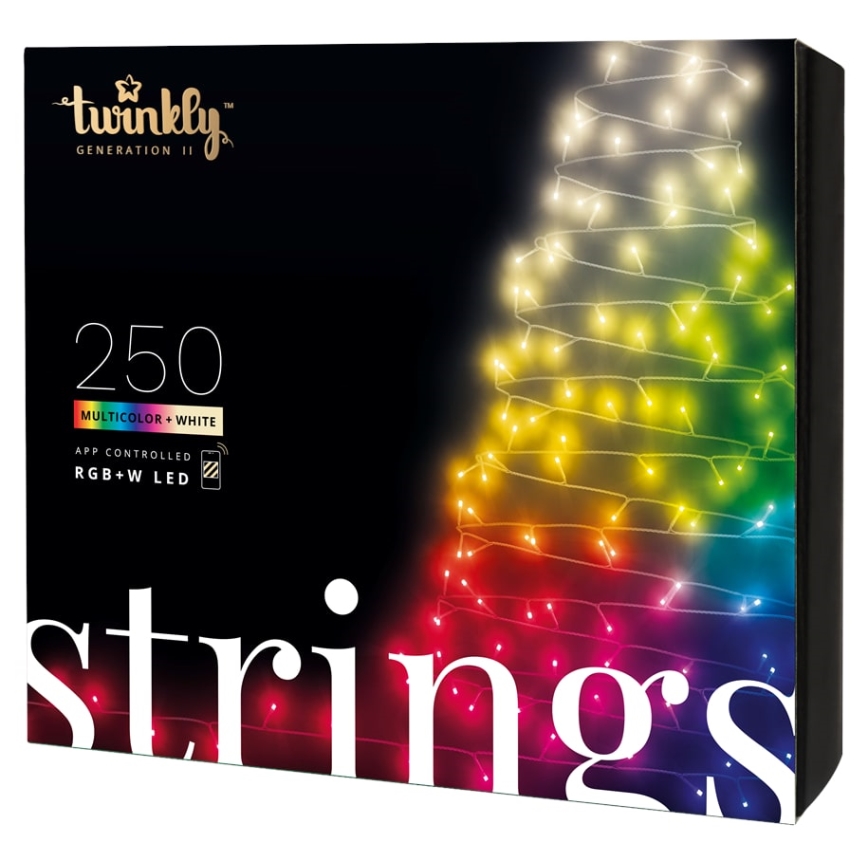 Twinkly - Dimmbar LED RGBW-julslinga för utomhusbruk STRINGS 250xLED 23,5m IP44 Wi-Fi