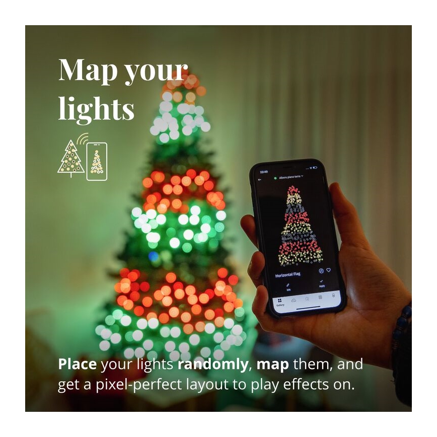 Twinkly - RGB-LED dimbar utomhusljusslinga STRINGS 250xLED 23,5m IP44 Wi-Fi