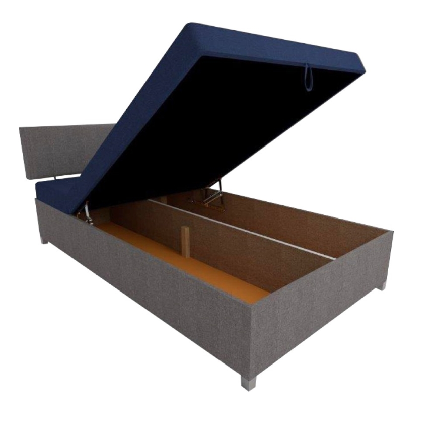 Tygklädd dagbädd med flera ställbara lägen och förvaringsutrymme DALLAS 108x205 cm grå/blå