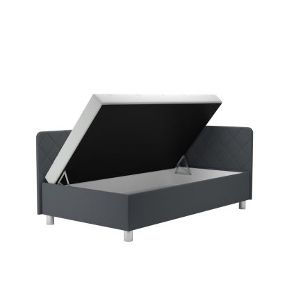 Tygklädd dagbädd med förvaringsutrymme och madrass EMILE 110x200 cm grå