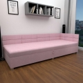 Tygklädd dagbädd med vändbar huvudgavel och förvaringsutrymme AMSTERDAM 90x200 cm rosa