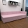 Tygklädd dagbädd med vändbar huvudgavel och förvaringsutrymme AMSTERDAM 90x200 cm rosa