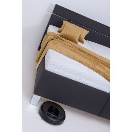 Tygklädd säng med förvaring ALIS 160x200 cm, antracit, utan madrass