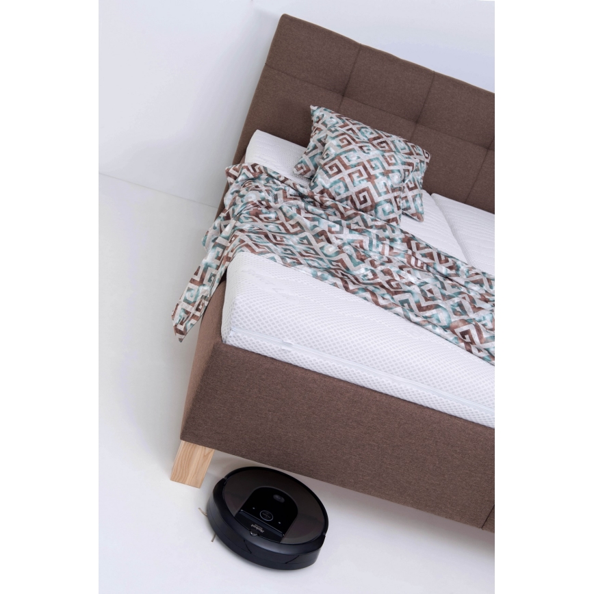 Tygklädd säng med förvaring, utan madrass, MARIA 160x200 cm, brun