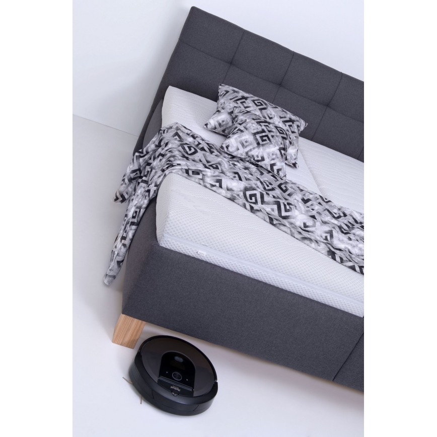 Tygklädd säng med förvaring utan madrass MARIA 180x200 cm grå