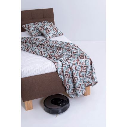 Tygklädd säng med förvaringsutrymme MARIA ONE 90x200 cm – utan madrass, brun