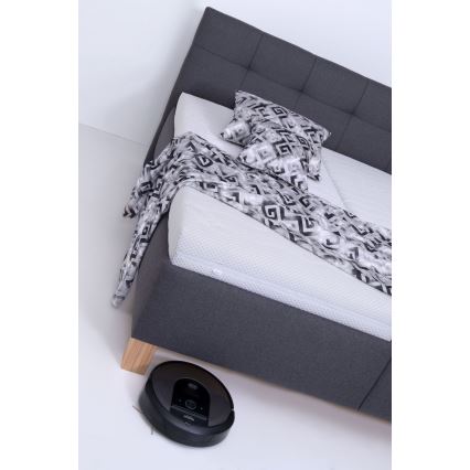 Tygklädd säng med madrass och förvaringsutrymme MARIA 160x200 cm grå