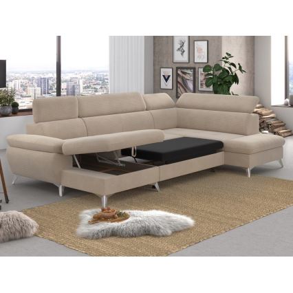 U-formad hörnsoffa med förvaringsutrymme CATANIA höger beige