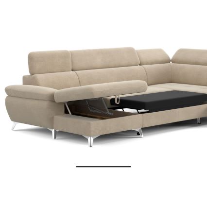 U-formad hörnsoffa med förvaringsutrymme CATANIA höger beige