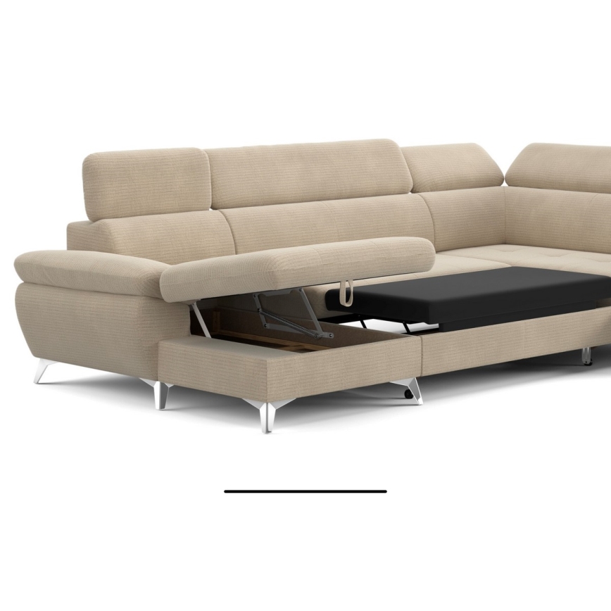 U-formad hörnsoffa med förvaringsutrymme CATANIA höger beige