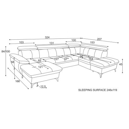 U-formad hörnsoffa med förvaringsutrymme CATANIA höger beige