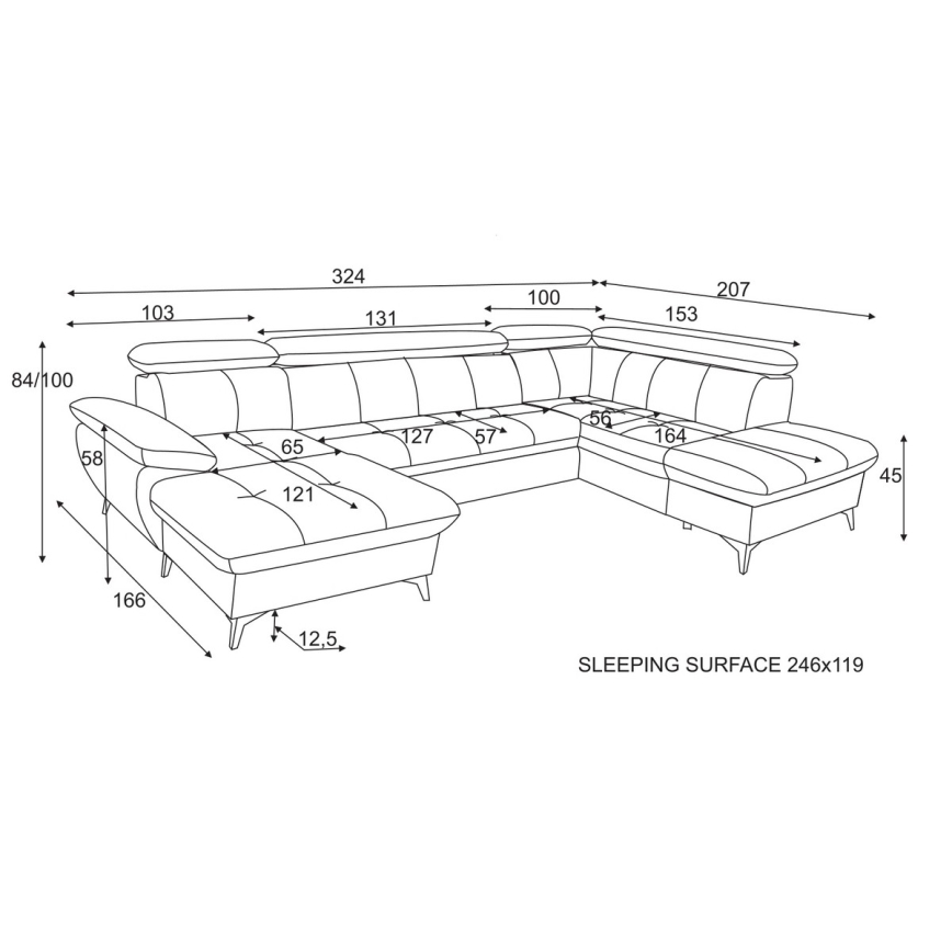 U-formad hörnsoffa med förvaringsutrymme CATANIA höger beige