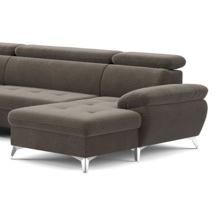 U-formad hörnsoffa med förvaringsutrymme CATANIA vänster brun