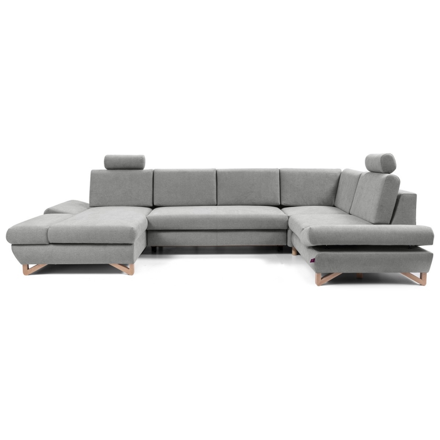 U-formad hörnsoffa med bäddfunktion och förvaringsutrymme AVESTA, grå