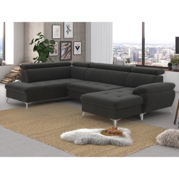 U-formad hörnsoffa med förvaringsutrymme CATANIA vänster grafit