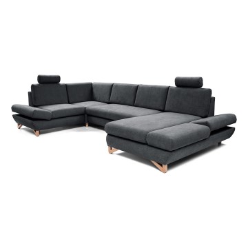 U-formad stoppad hörnsoffa med bäddfunktion och förvaring AVESTA i antracit