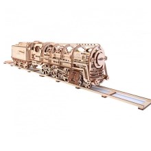 Ugears - 3D Mekaniskt pussel i trä Steam locomotive med en tender