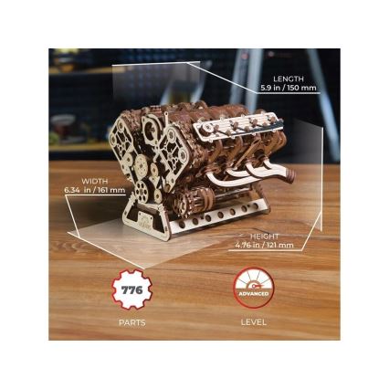 Ugears - 3D-mekaniskt träpussel V8-motor