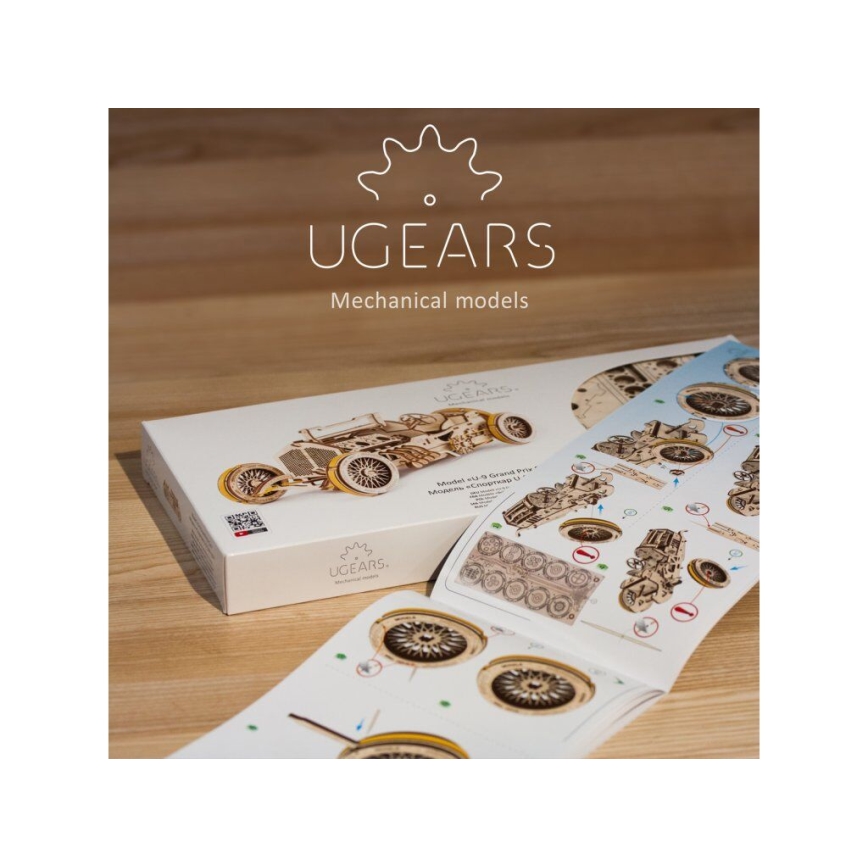 Ugears - 3D träpussel med mekanism U9 Grand Prix-bil