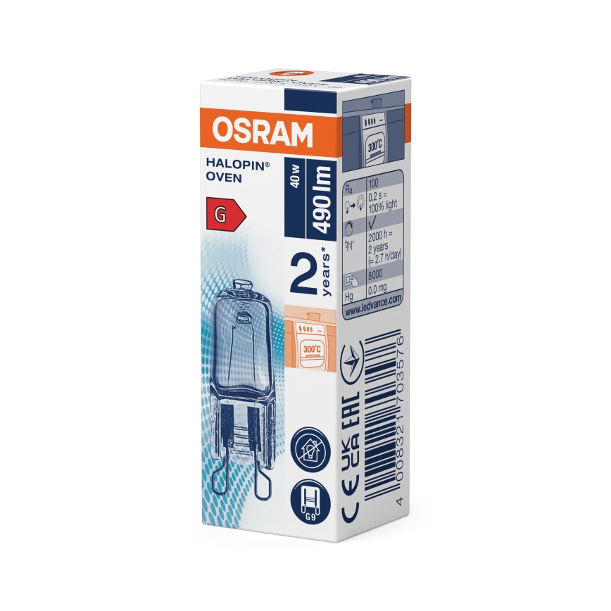 Ugnslampa HALOPIN G9/40W/230V 2700K - Osram