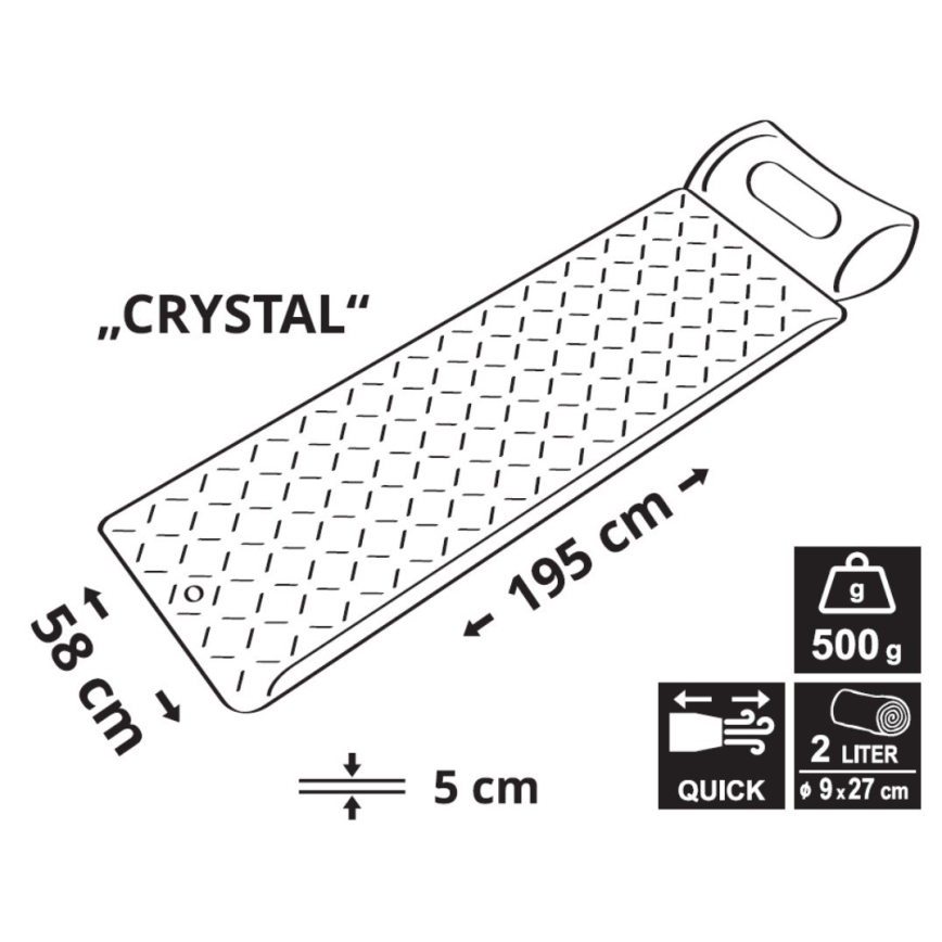 Ultralätt uppblåsbar liggunderlag 500 g grå