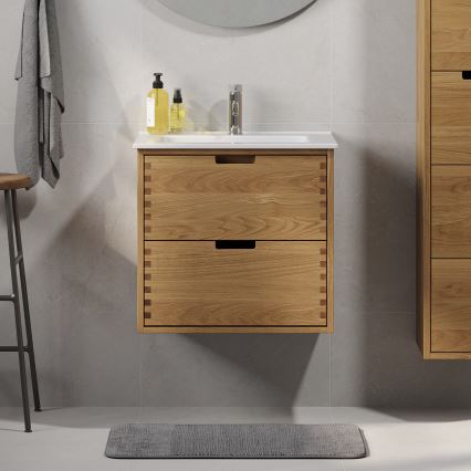 Underskåp för handfat GRIBSKOV 60 cm beige/ek