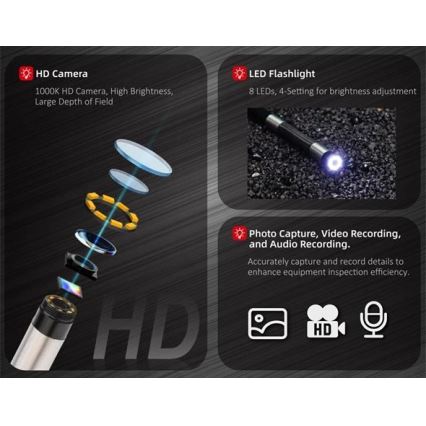 Uni-T UT663B - Inspektionskamera 3,7 V 3000 mAh IP67 3 m