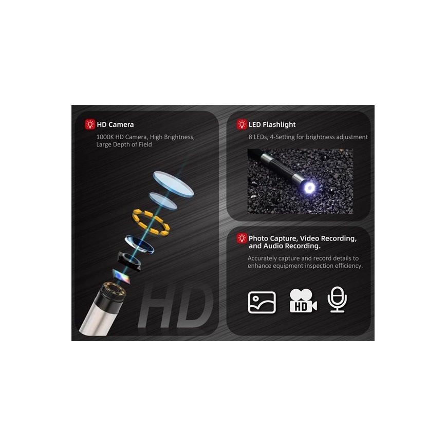 Uni-T UT663B - Inspektionskamera 3,7 V 3000 mAh IP67 3 m