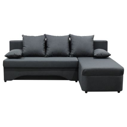 Universell L‑formad hörnsoffa ALMEIDA med bäddfunktion och praktiskt förvaringsutrymme — antracit