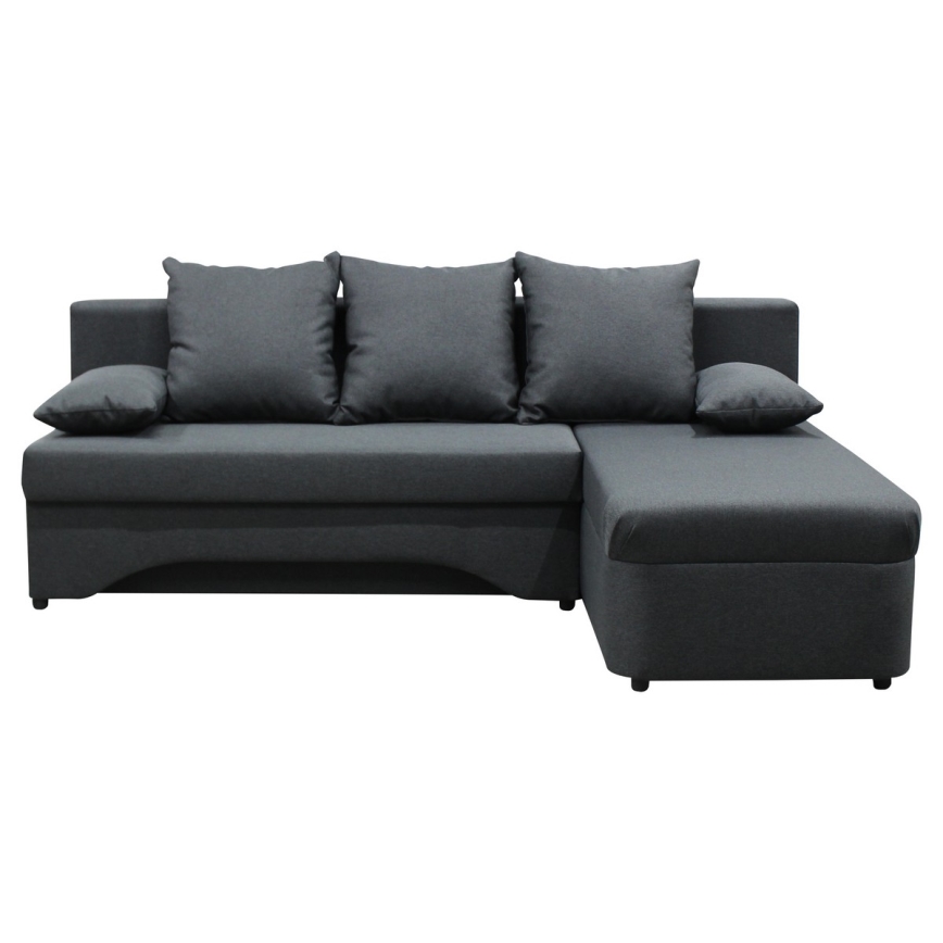 Universell L‑formad hörnsoffa ALMEIDA med bäddfunktion och praktiskt förvaringsutrymme — antracit
