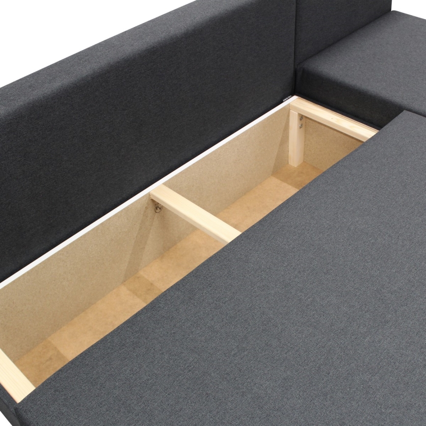 Universell L‑formad hörnsoffa ALMEIDA med bäddfunktion och praktiskt förvaringsutrymme — antracit