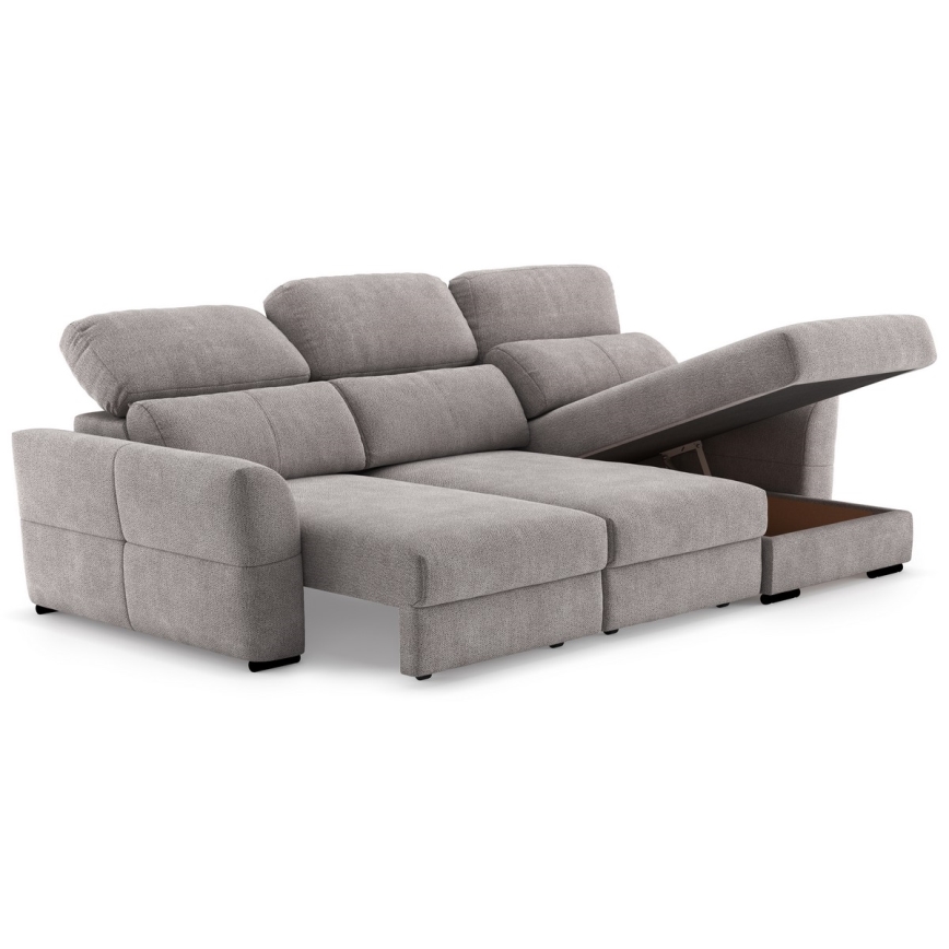 Mångsidig hörnsoffa med bäddfunktion, 3-sits och förvaringsutrymme TRENTO taupe