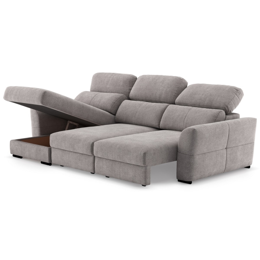 Mångsidig hörnsoffa med bäddfunktion, 3-sits och förvaringsutrymme TRENTO taupe