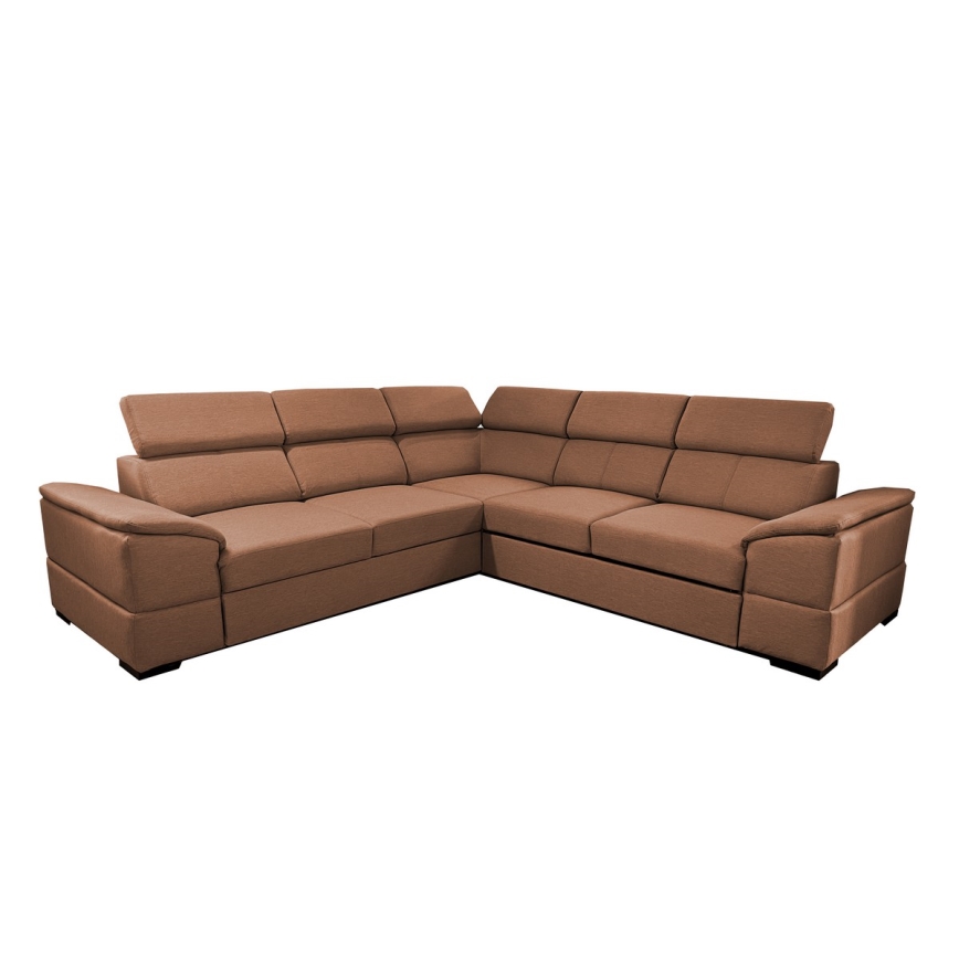 Mångsidig hörnsoffa med bäddfunktion och förvaring GRANADA, brun