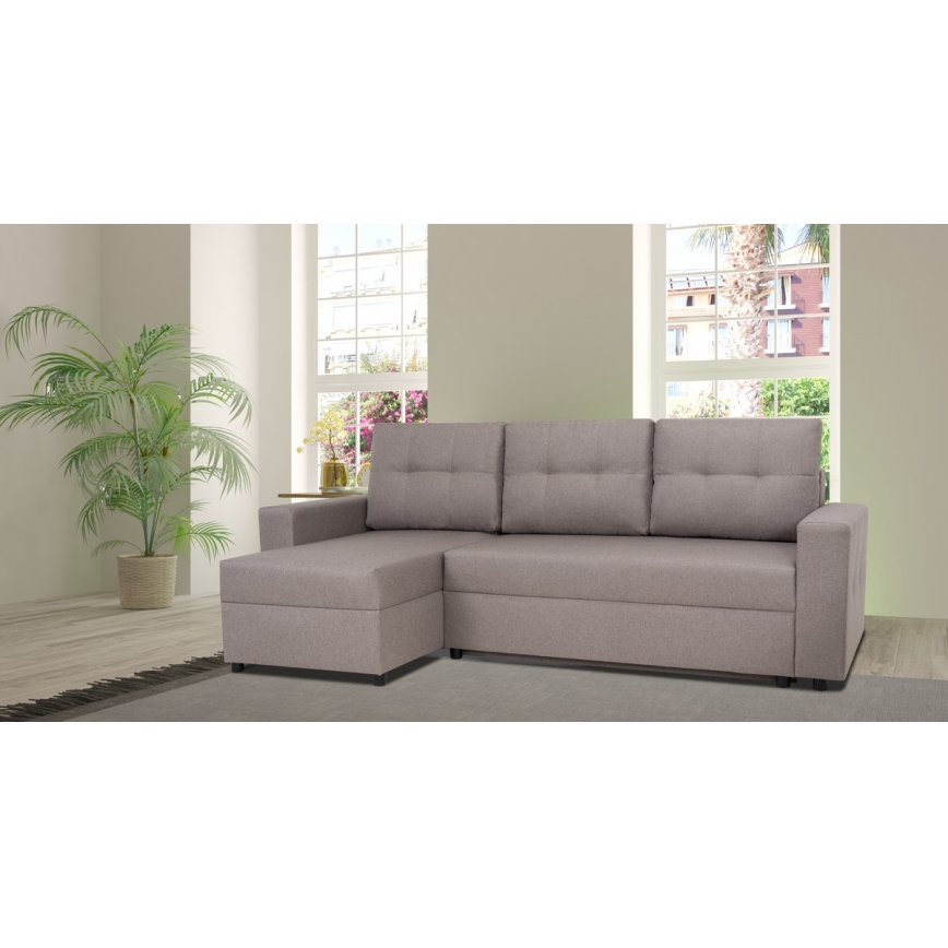 Universell hörnsoffa med sovfunktion och förvaringsutrymme SEVILLA grå