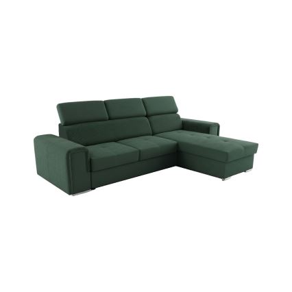 Mångsidig L-formad hörnsoffa med bäddfunktion och förvaringsutrymme SALVADA grön
