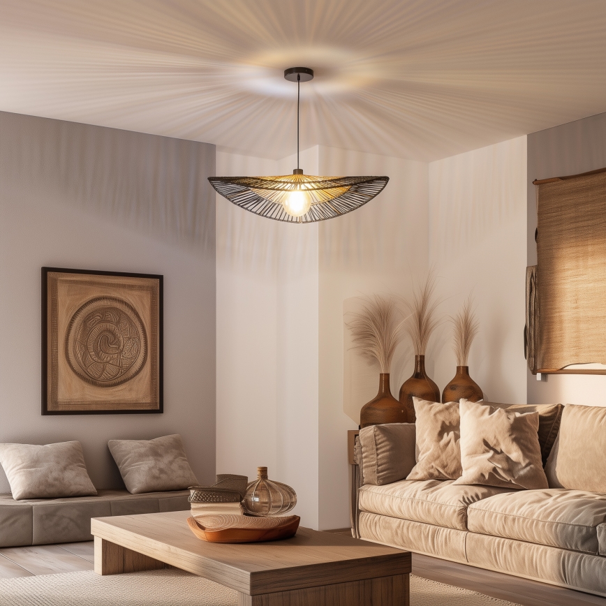 Universell lampskärm KERIA Ø 80 cm brun/svart