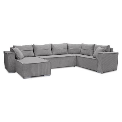 Universell U-formad bäddbar hörnsoffa LONDON, grå