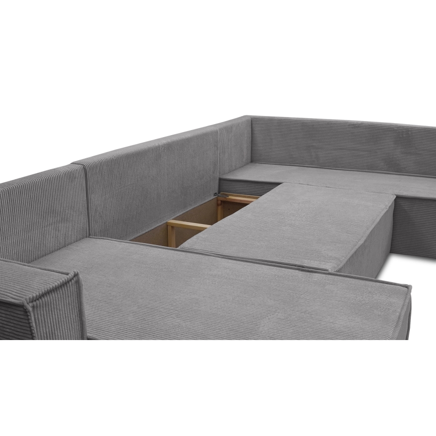 Universell U-formad bäddbar hörnsoffa LONDON, grå