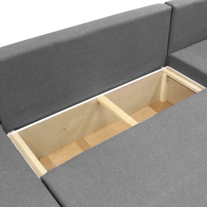 Universell U-formad utdragbar hörnsoffa med förvaringsutrymme SEYA, grå