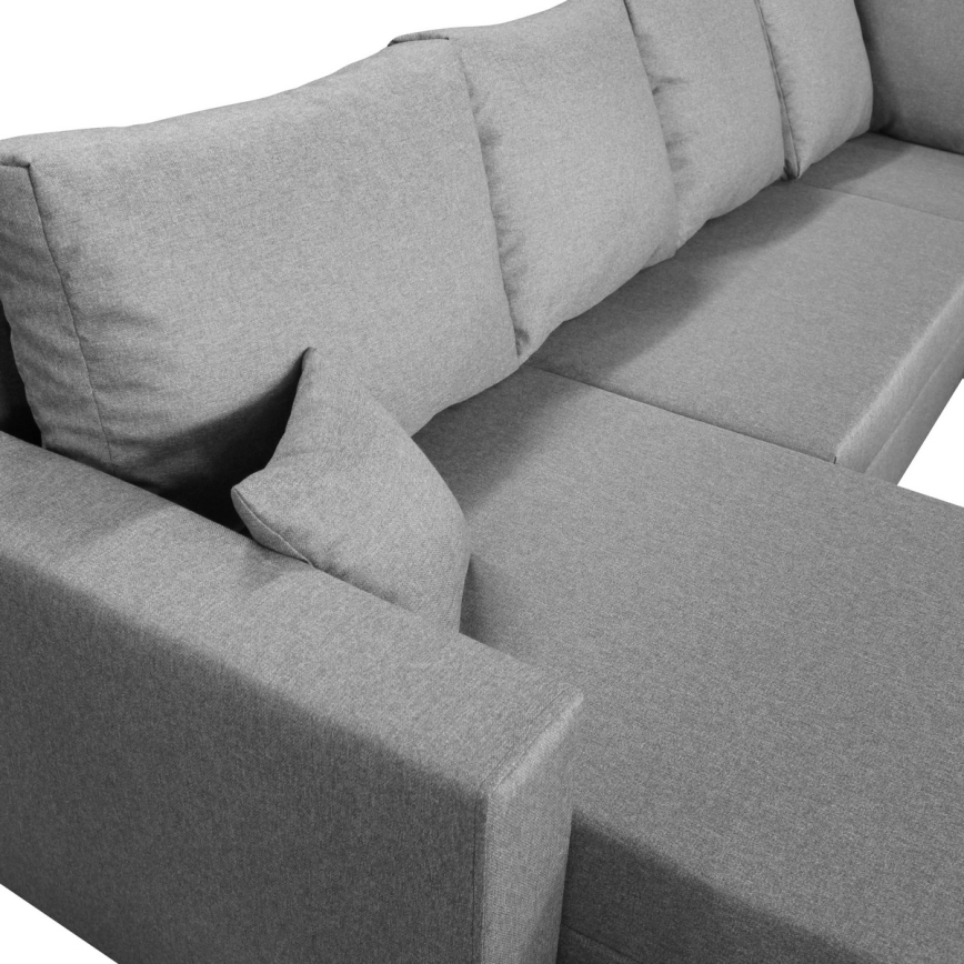 Universell U-formad utdragbar hörnsoffa med förvaringsutrymme SEYA, grå